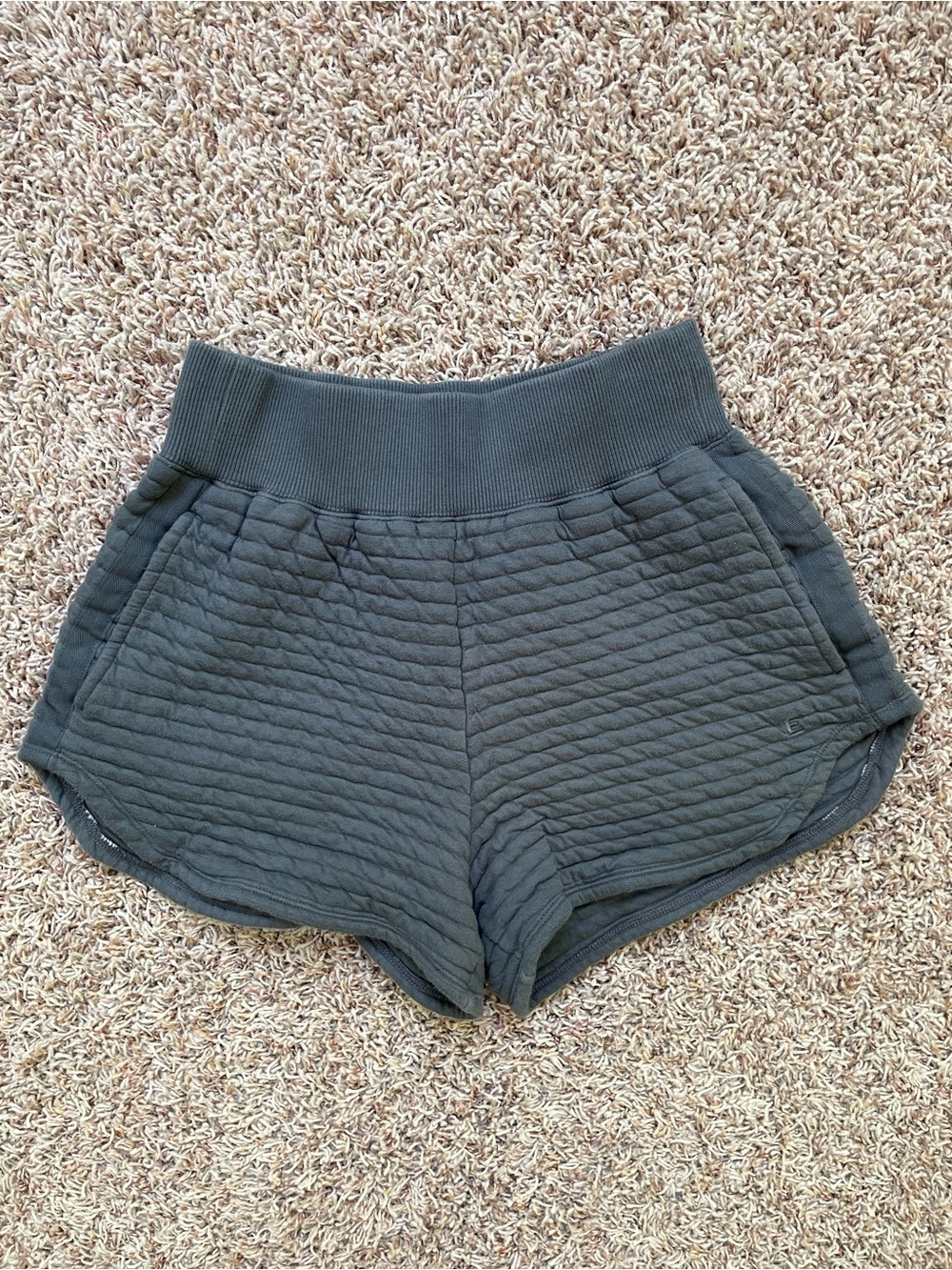 Everlane Quilted Dark Grey Soft Shorts Women Size S Cozy Fall Chic Lounge